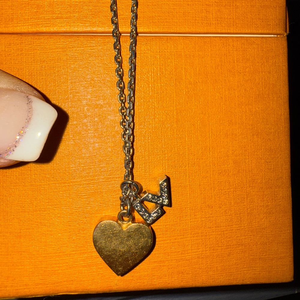 LV silver and Gold Heart Pendant Necklace